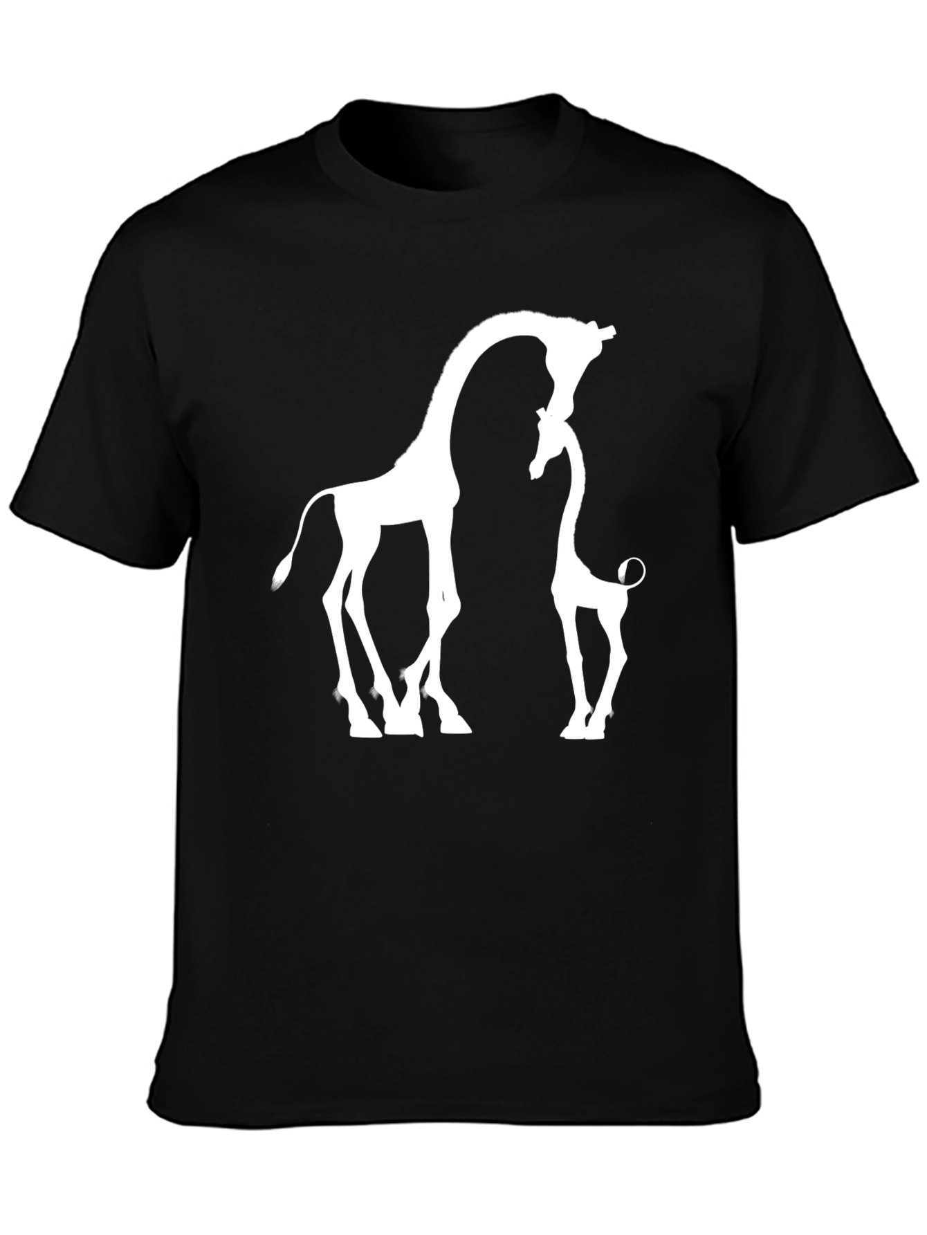 Giraffe Love T-Shirt - Black Cotton Blend Graphic Tee