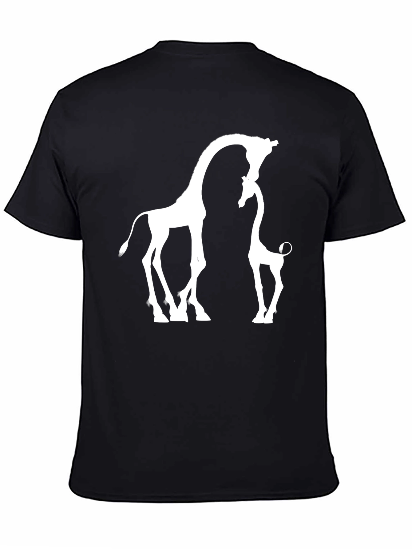 Giraffe Love T-Shirt - Black Cotton Blend Graphic Tee
