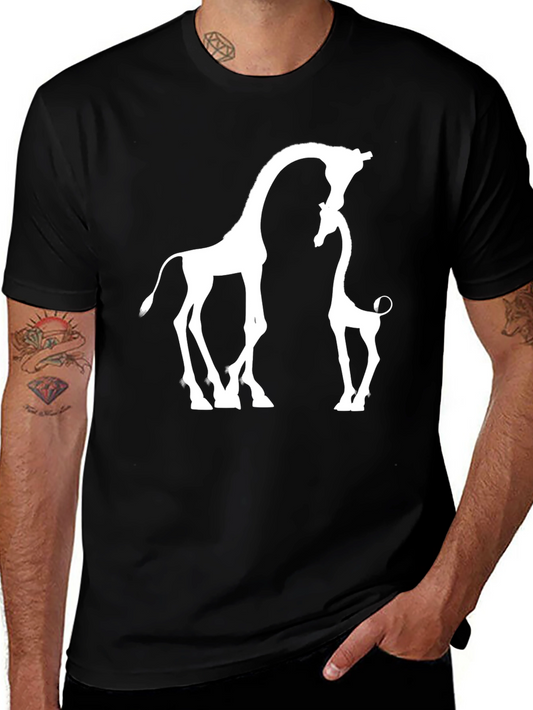 Giraffe Love T-Shirt - Black Cotton Blend Graphic Tee