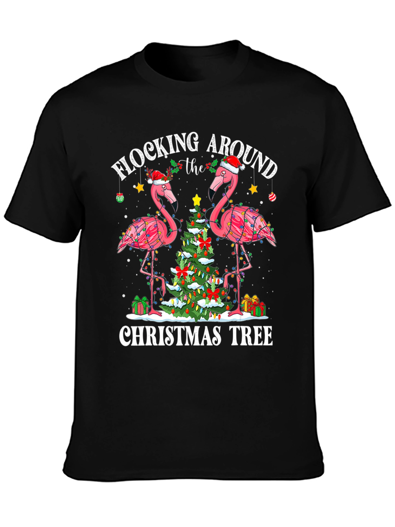 Festive Flamingo Christmas Tee