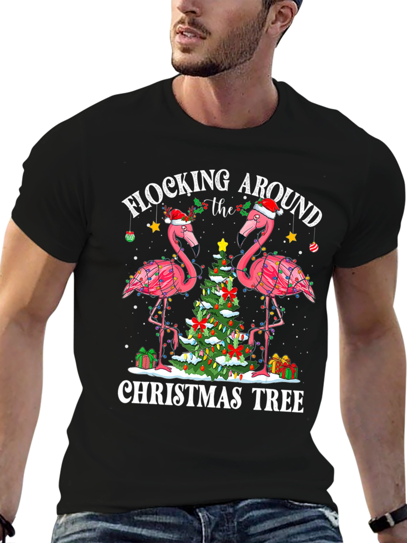 Festive Flamingo Christmas Tee