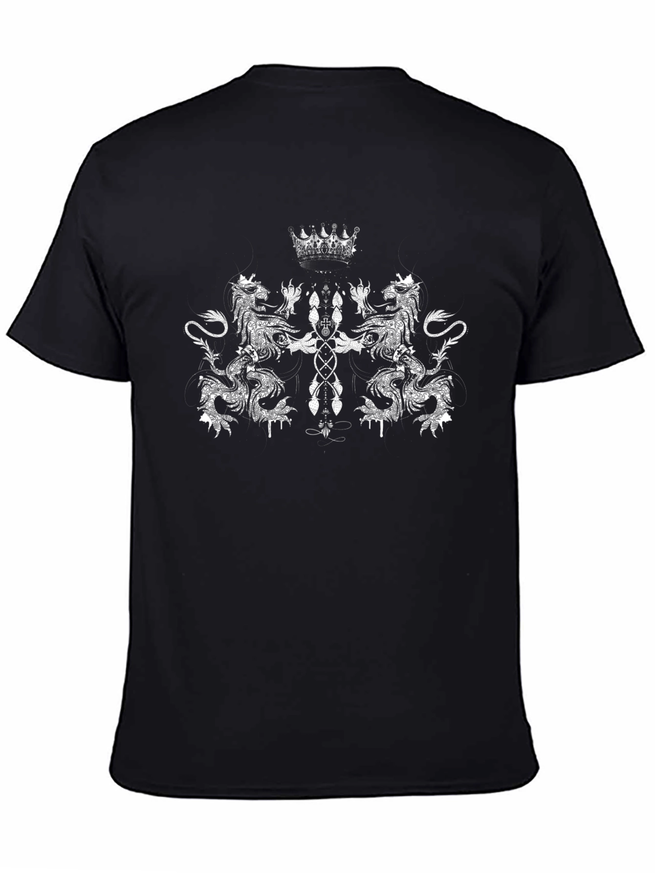Black T-Shirt with Lion Crest Graphic