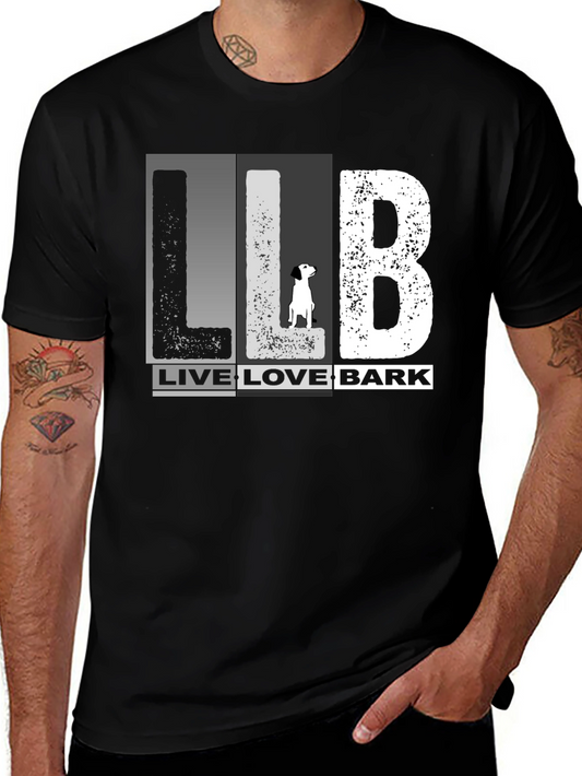 Live Love Bark Dog Graphic Tee - Black Cotton Blend