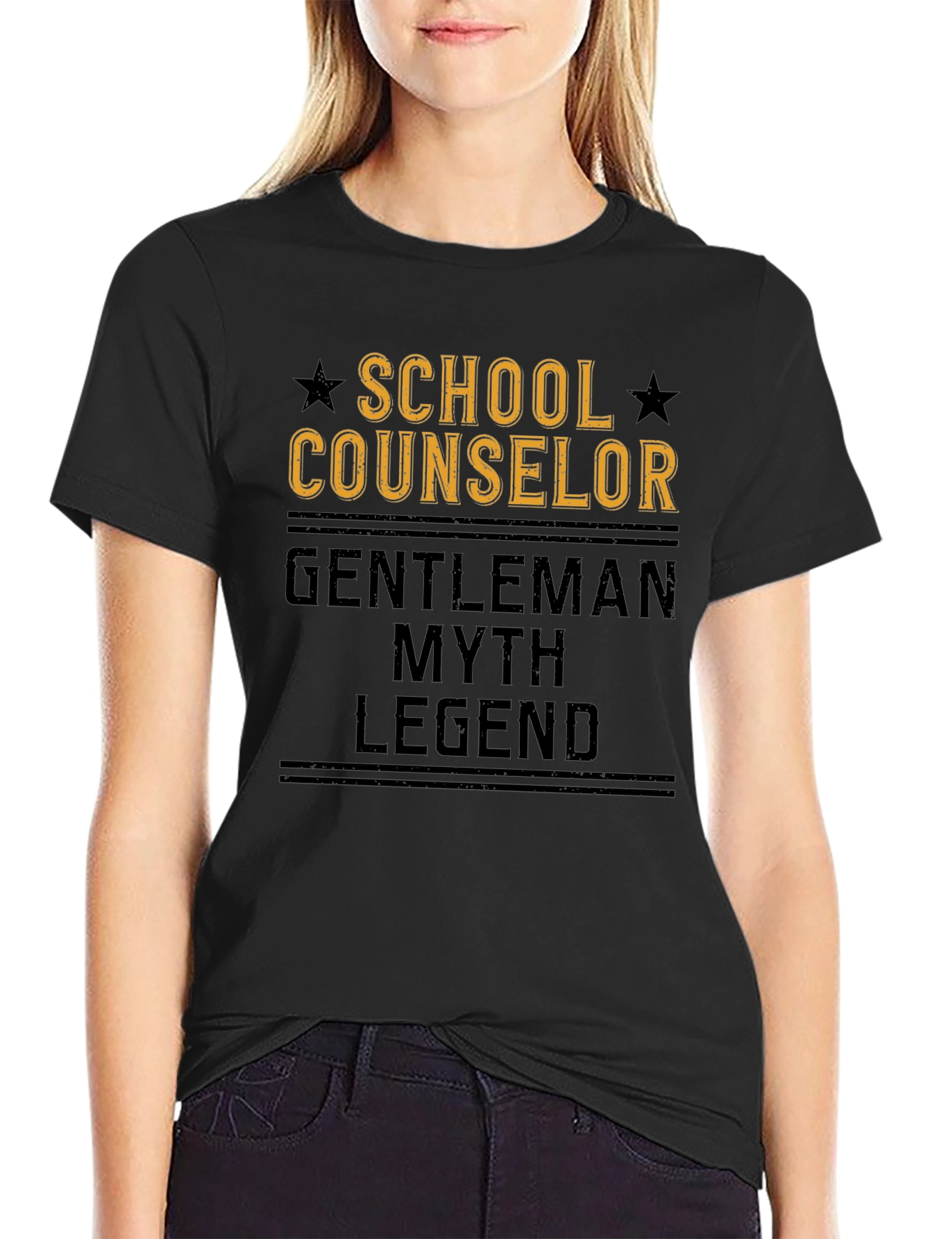 School Counselor Gentleman Myth Legend Black T-Shirt