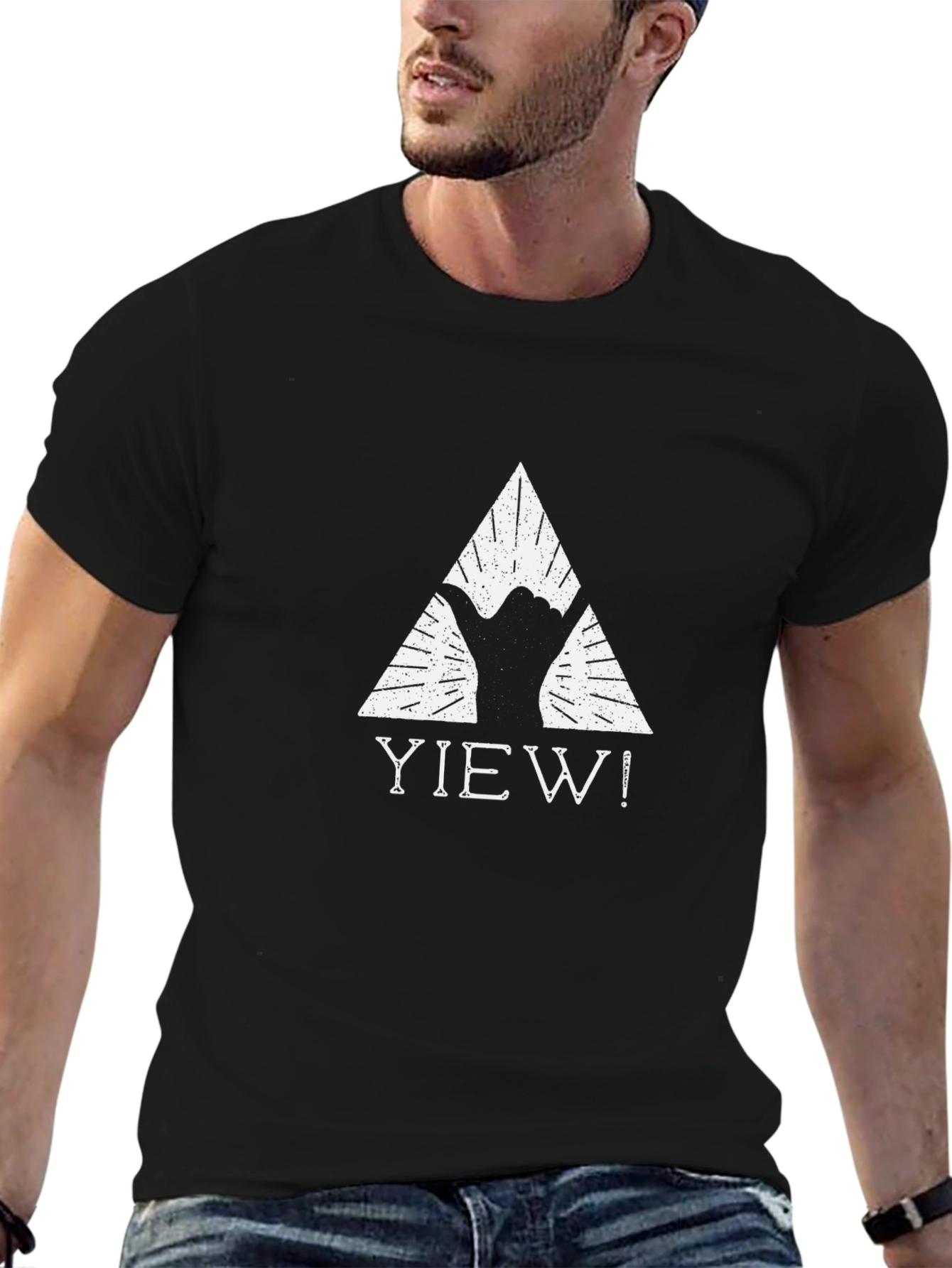 YIEW! Graphic Print Black T-Shirt