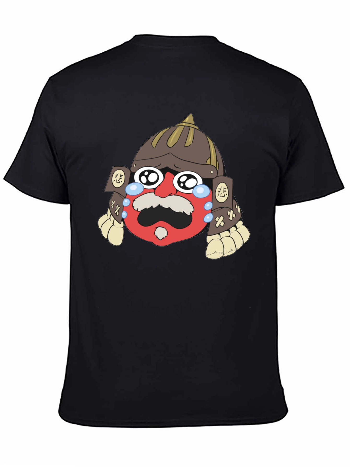 Samurai Crying Emoji Graphic Black T-Shirt