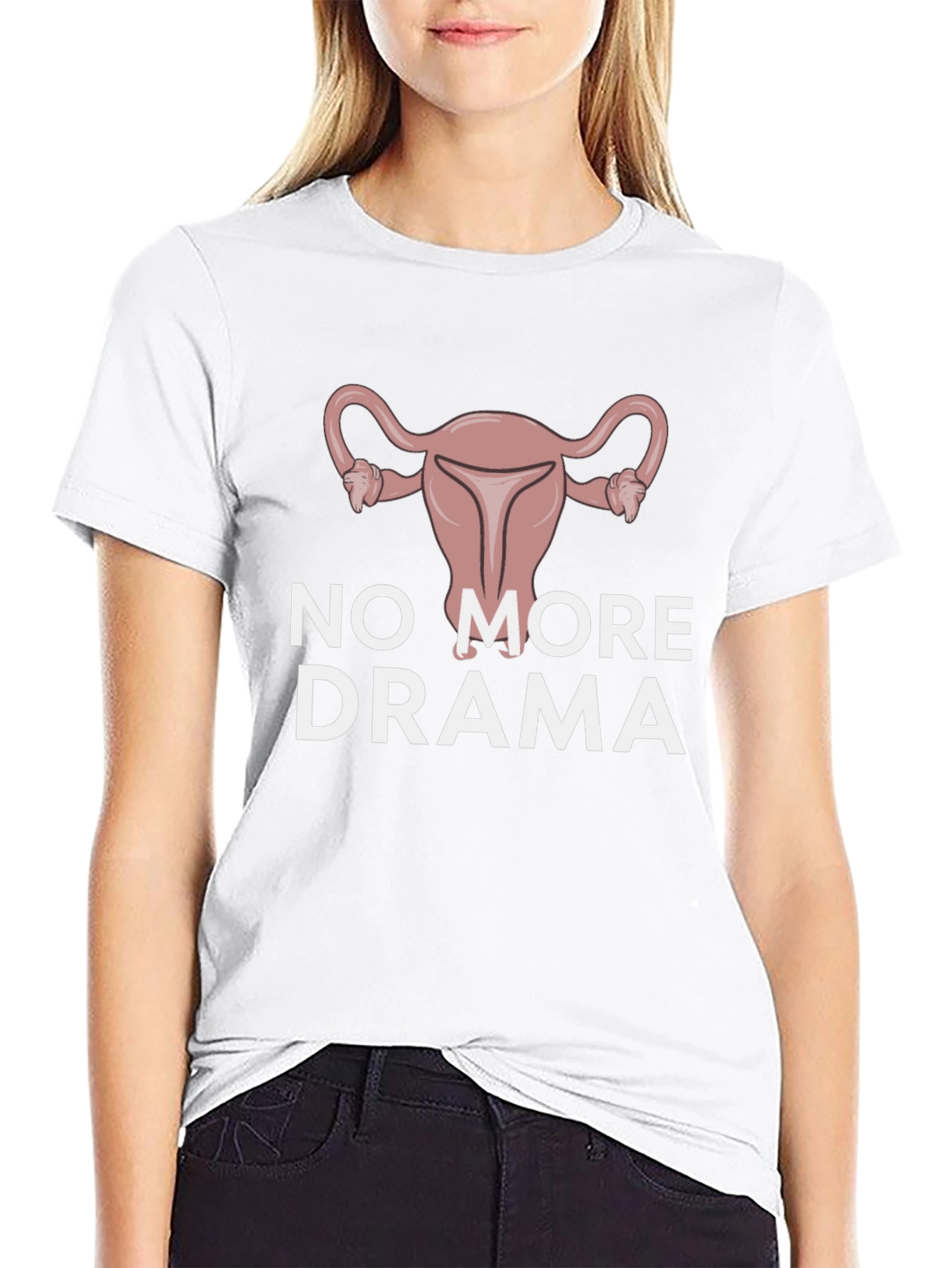 No More Drama Uterus Graphic Tee - Black