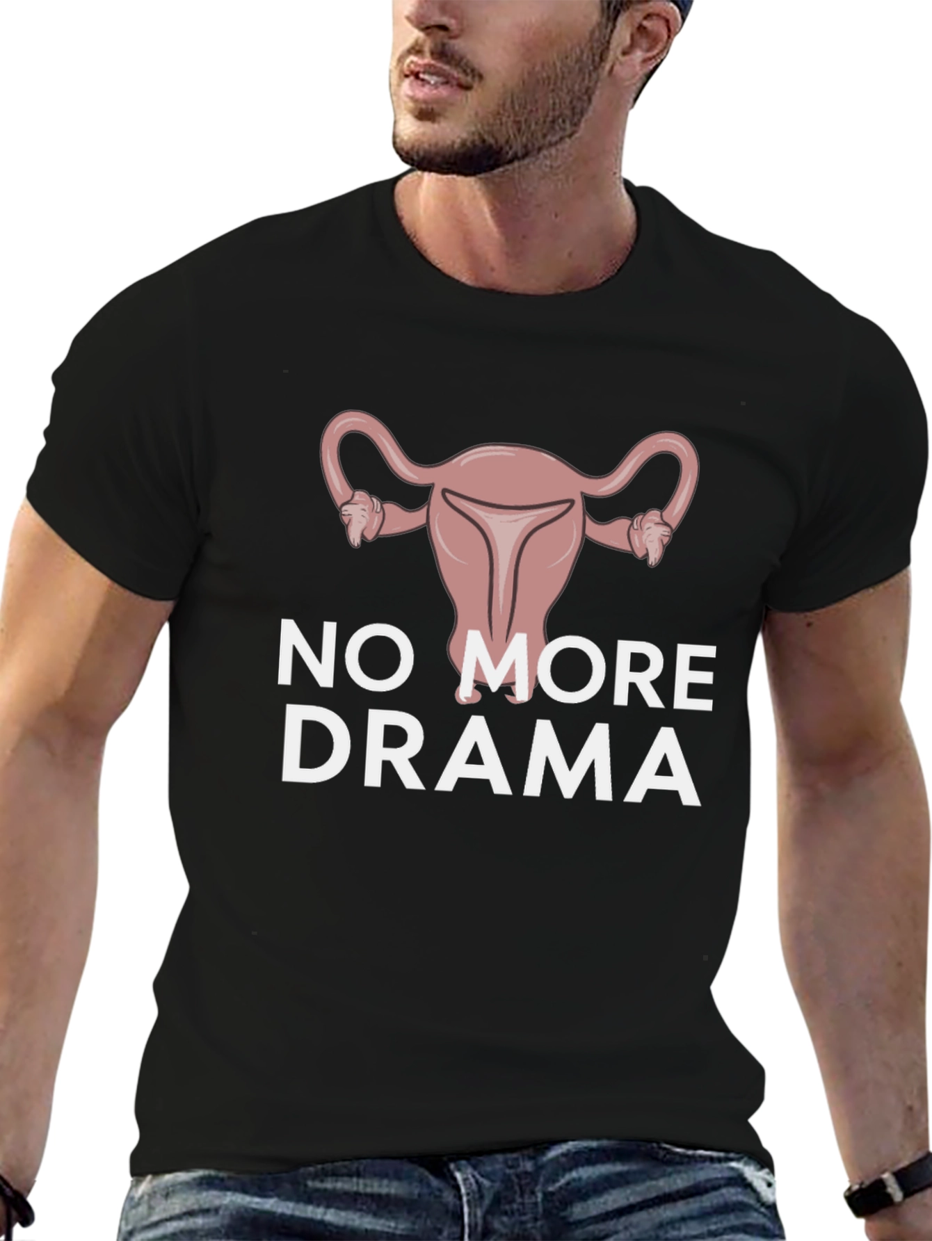No More Drama Uterus Graphic Tee - Black
