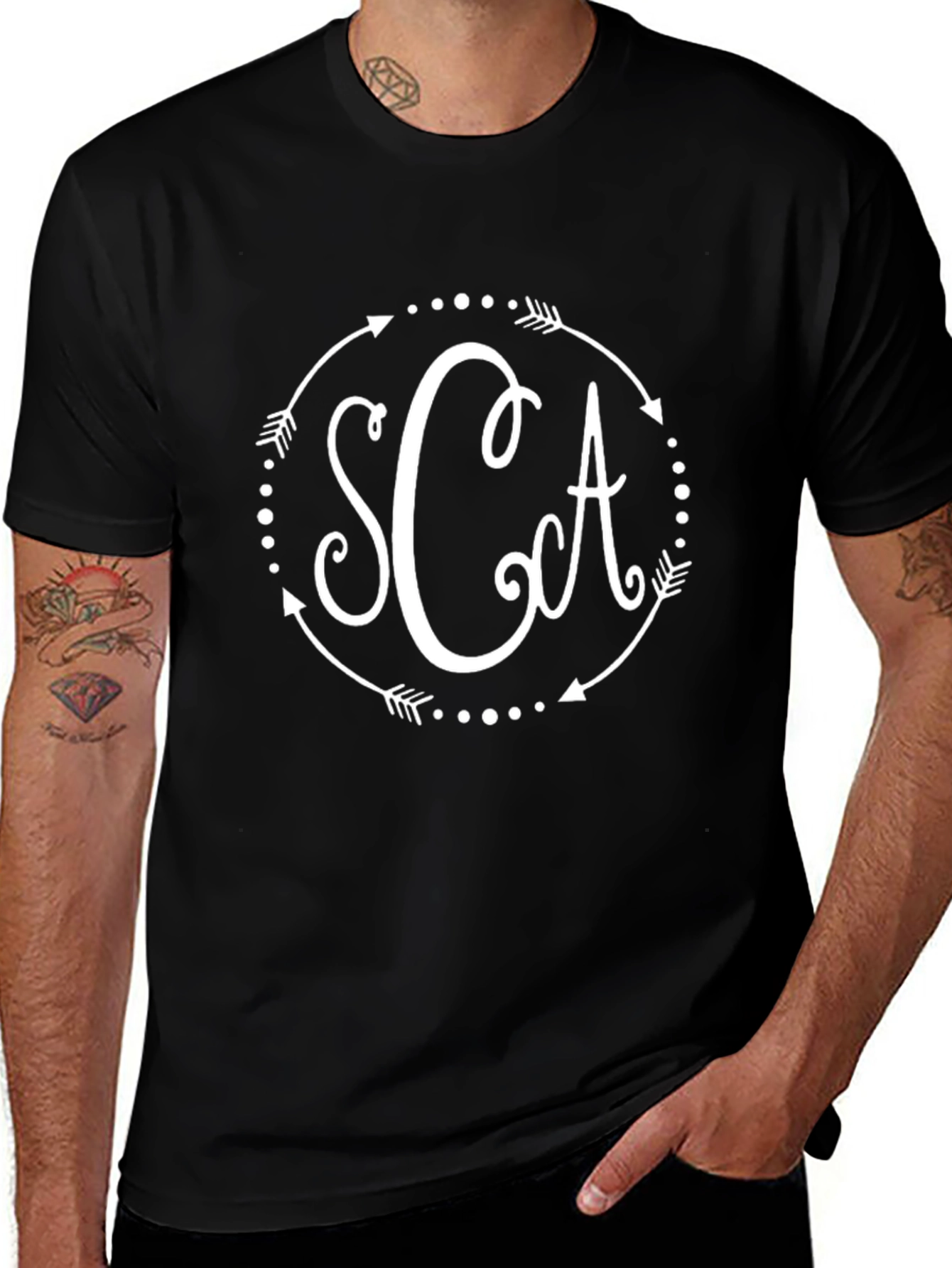SCA Monogram Tee - Arrow Circle Design - Black