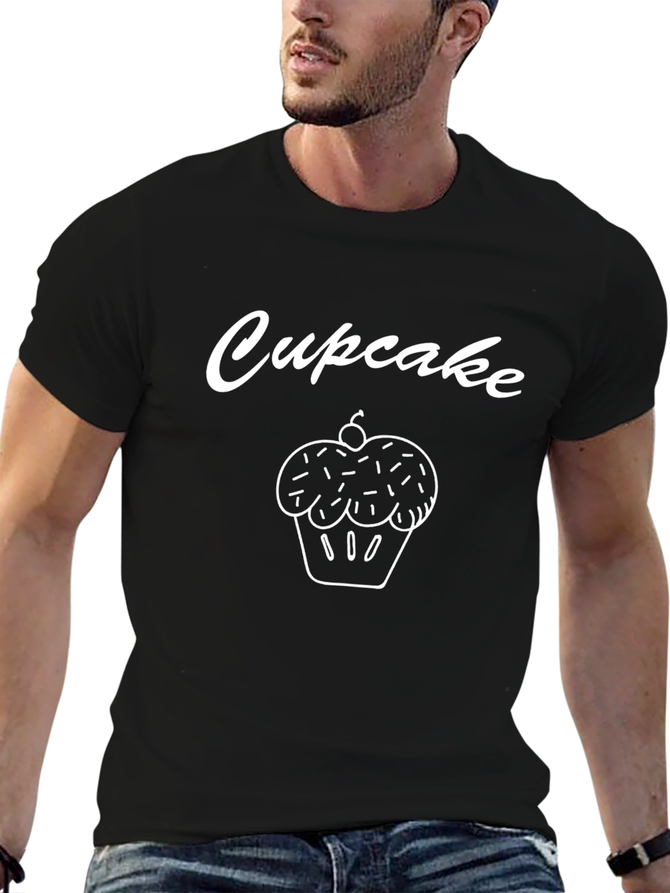 Cupcake Graphic Tee - Whimsical Black T-Shirt