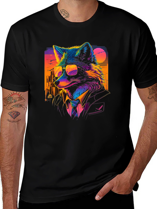 Cool Fox in Suit T-Shirt - Vibrant Graphic Tee