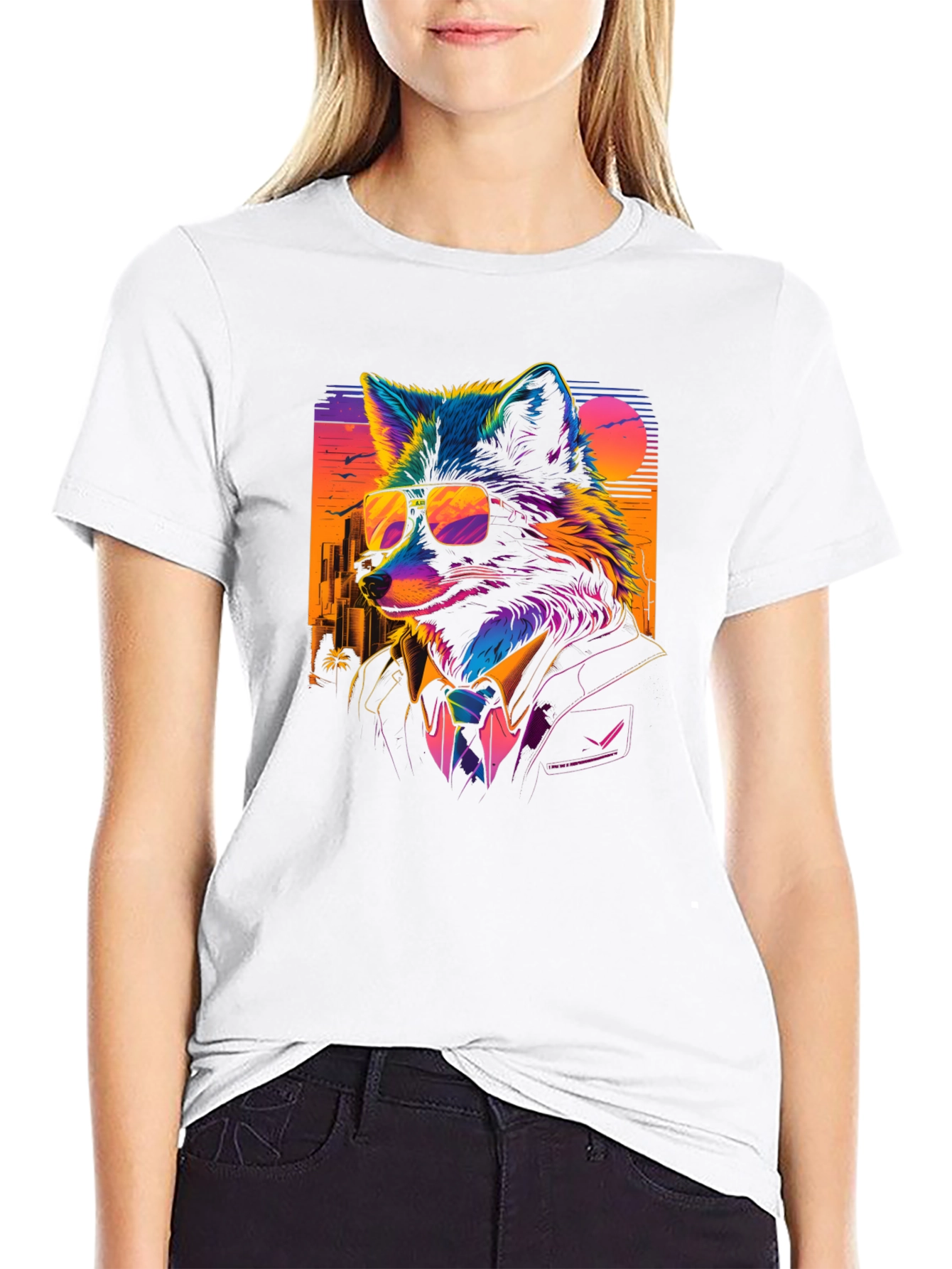 Cool Fox in Suit T-Shirt - Vibrant Graphic Tee