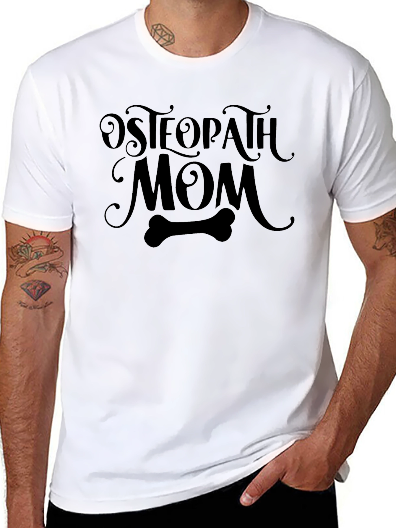 Osteopath Mom Black T-Shirt - Bone Graphic