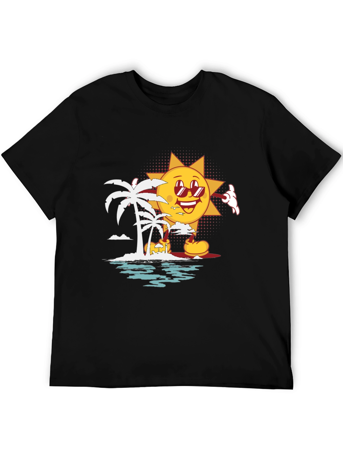 Cartoon Sun Beach Graphic T-Shirt