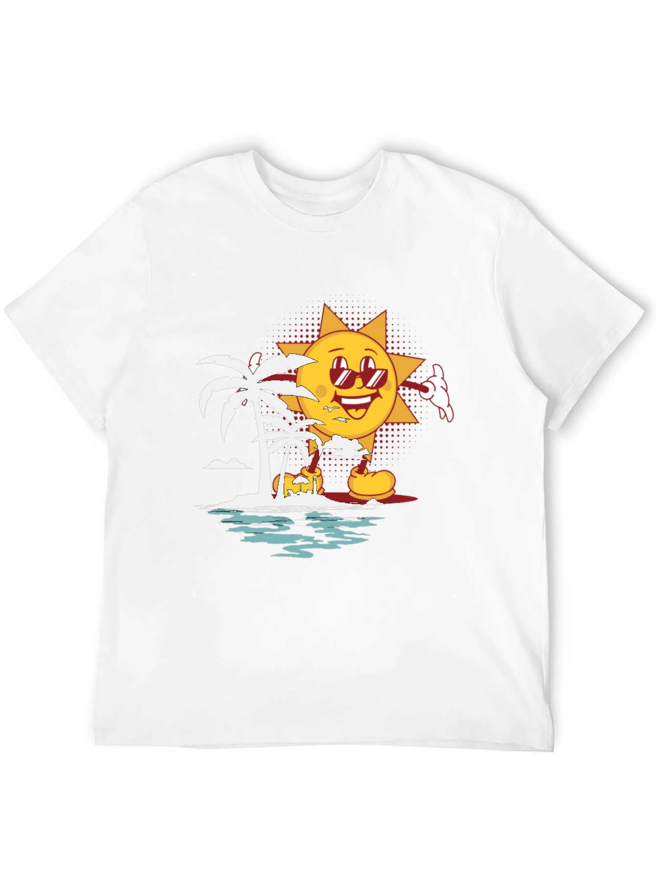 Cartoon Sun Beach Graphic T-Shirt