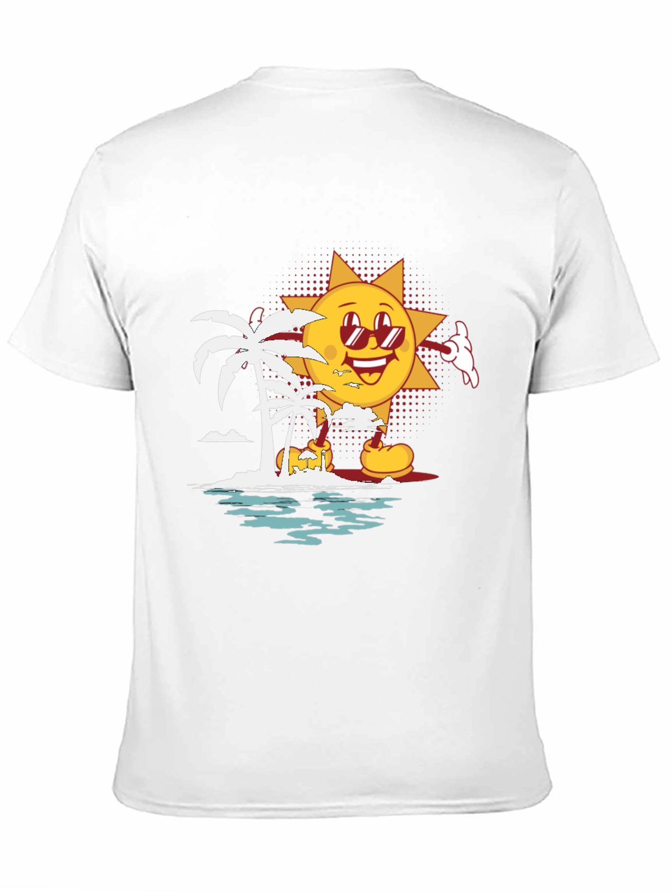 Cartoon Sun Beach Graphic T-Shirt