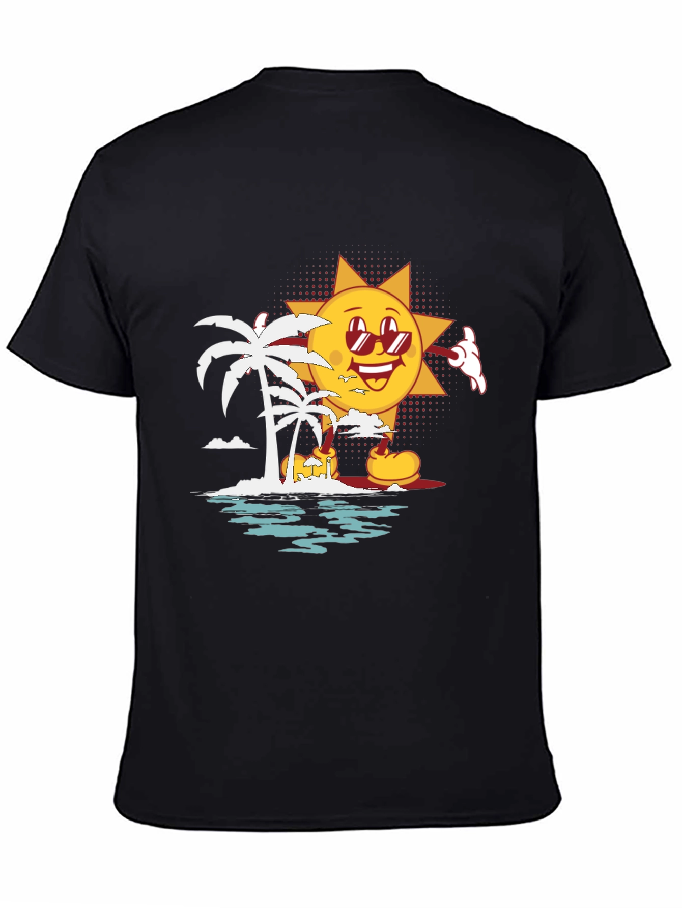 Cartoon Sun Beach Graphic T-Shirt