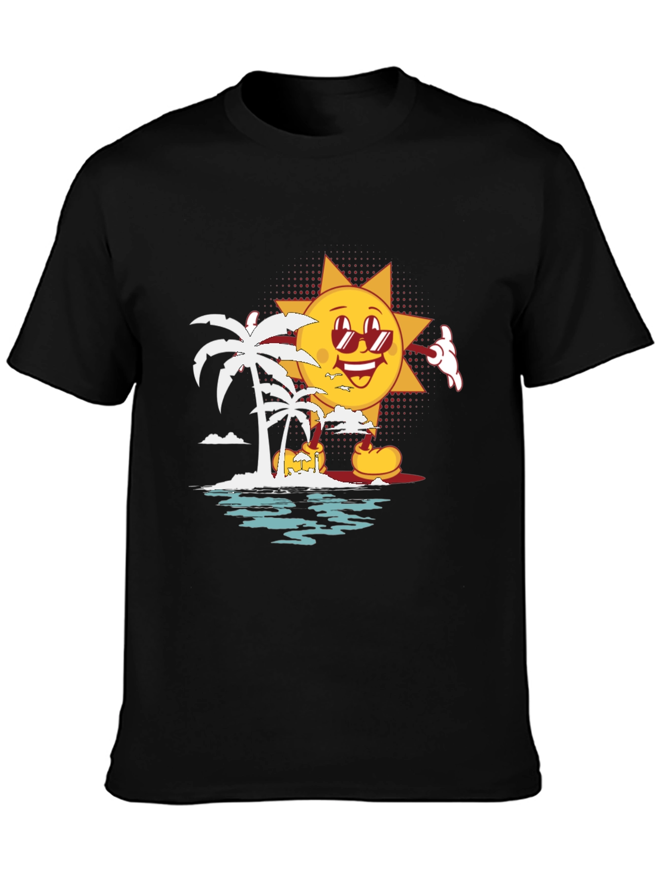 Cartoon Sun Beach Graphic T-Shirt