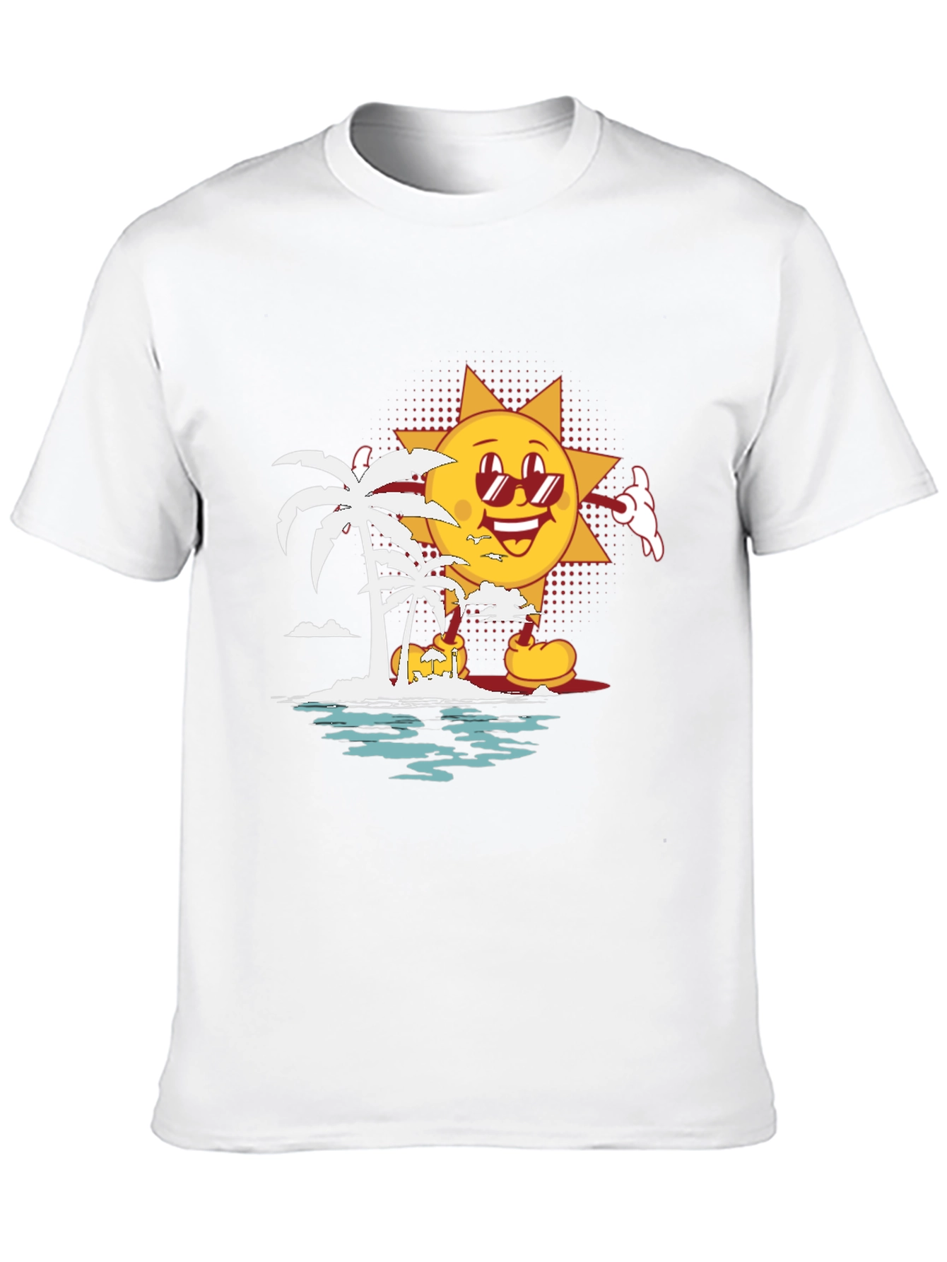 Cartoon Sun Beach Graphic T-Shirt