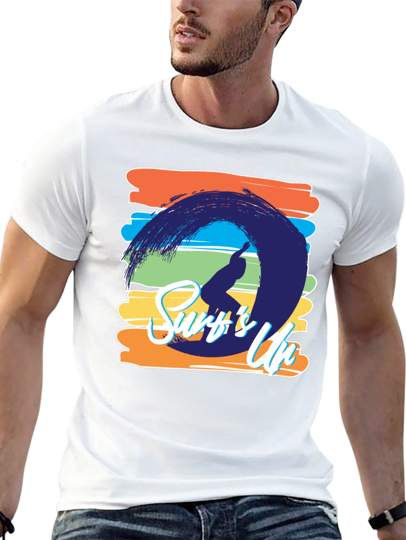Surfs Up Graphic Tee - Black Cotton T-Shirt