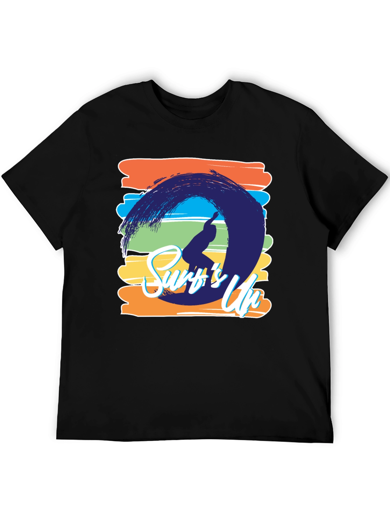 Surfs Up Graphic Tee - Black Cotton T-Shirt