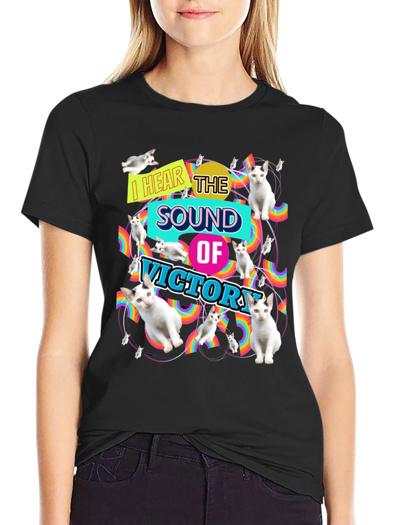 I Hear the Sound of Victory Cat T-Shirt