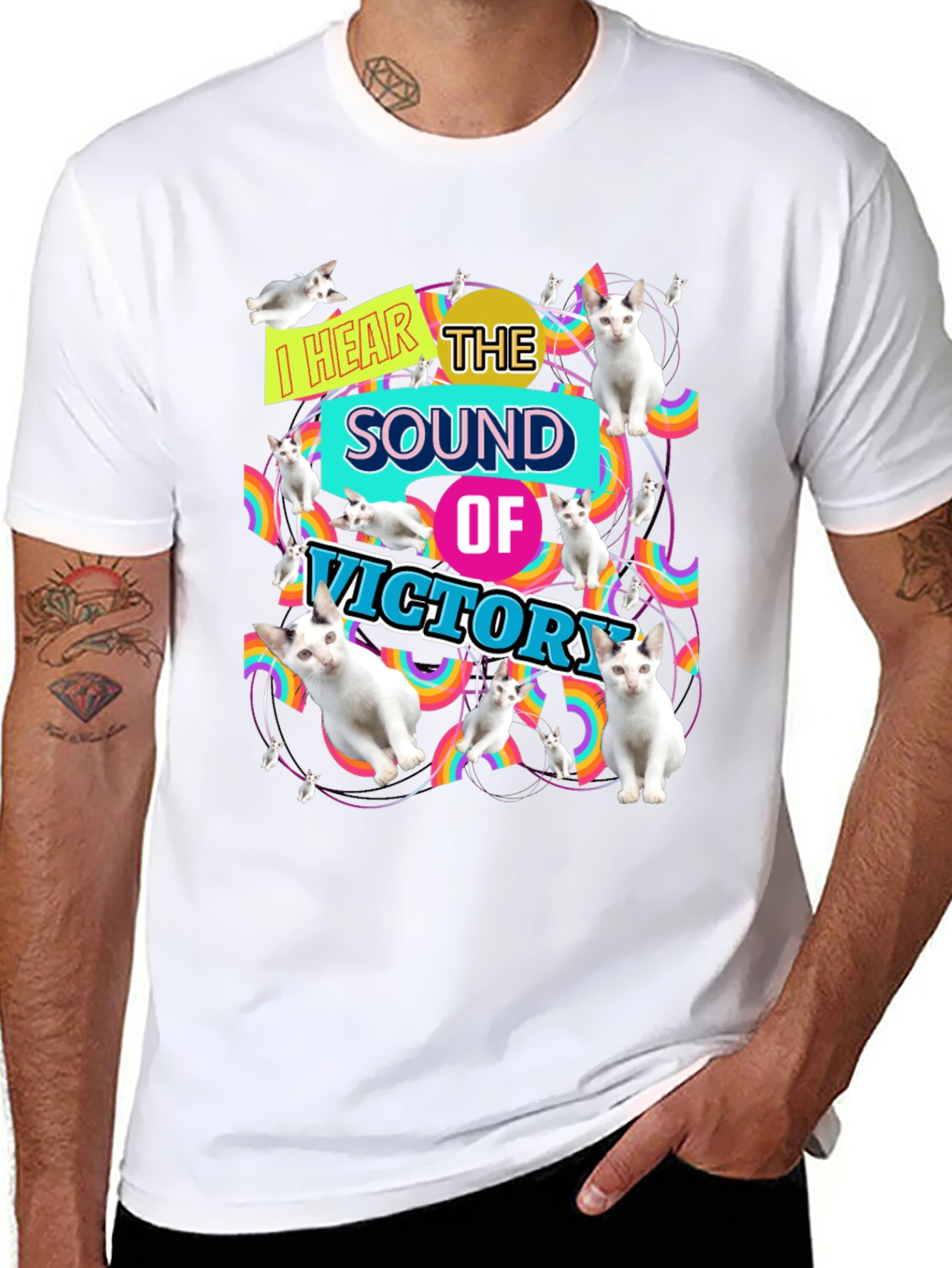 I Hear the Sound of Victory Cat T-Shirt