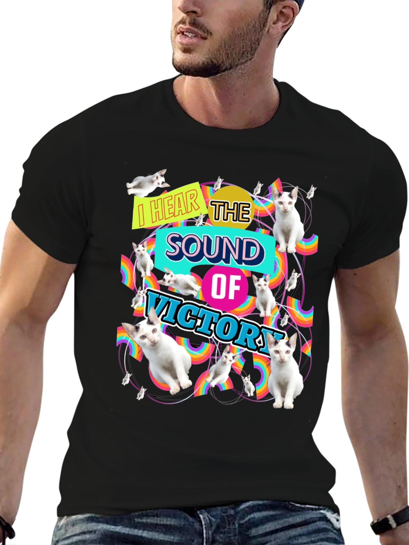 I Hear the Sound of Victory Cat T-Shirt