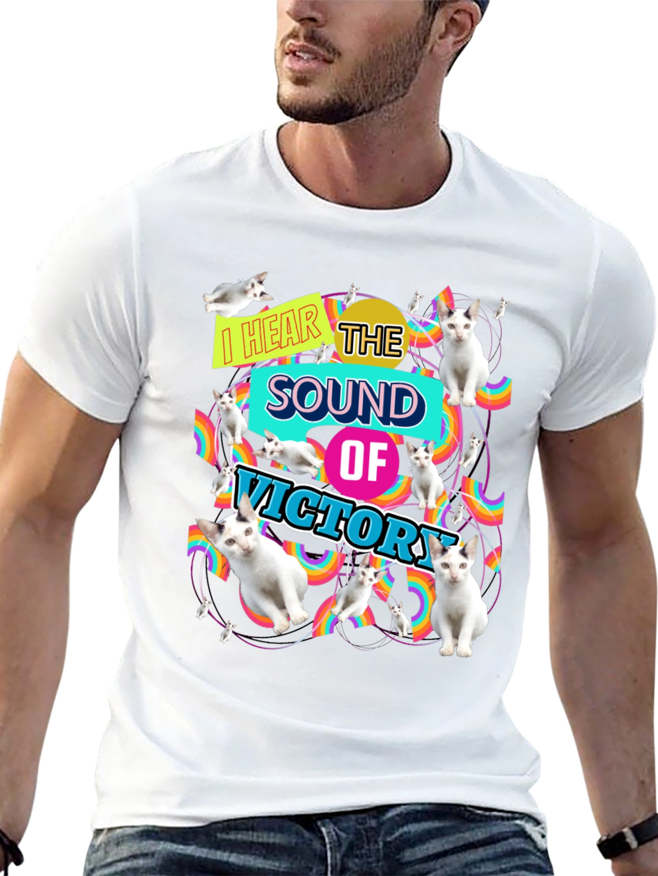 I Hear the Sound of Victory Cat T-Shirt