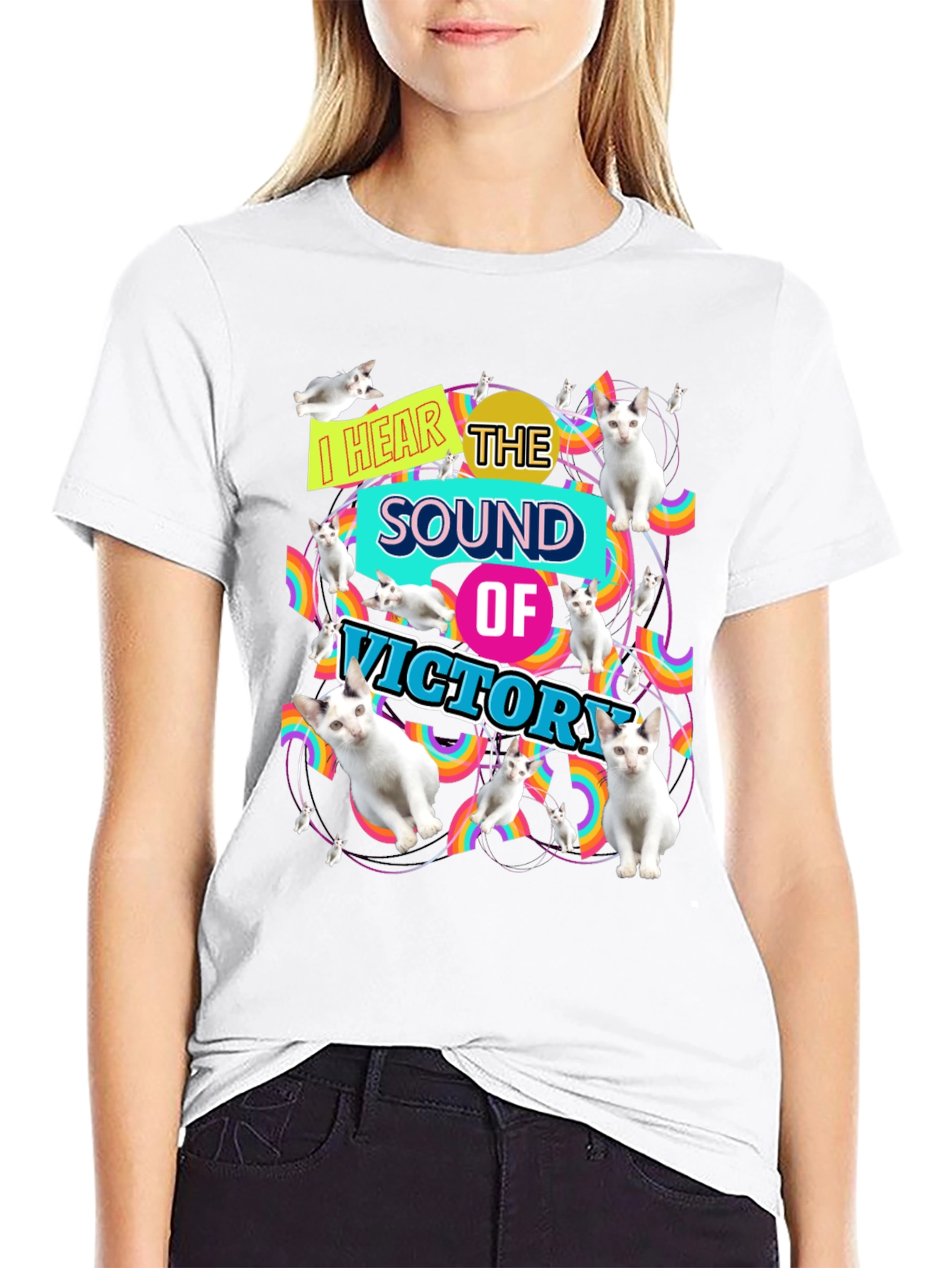 I Hear the Sound of Victory Cat T-Shirt