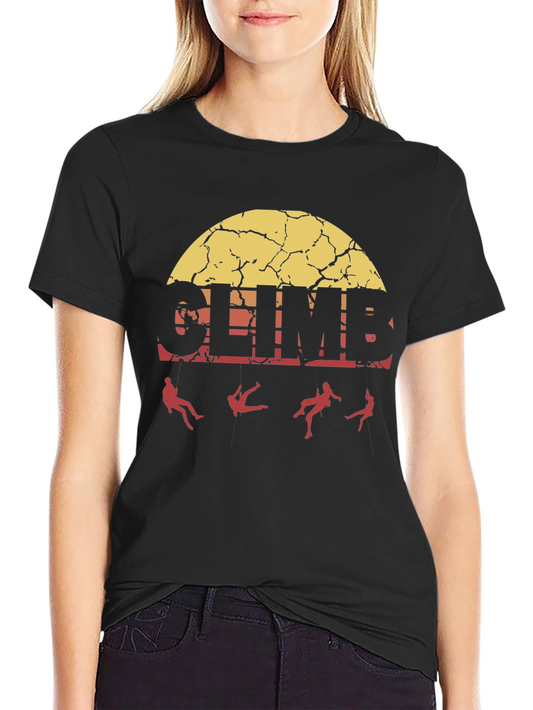 Vintage Climb T-Shirt - Black Cotton Graphic Tee