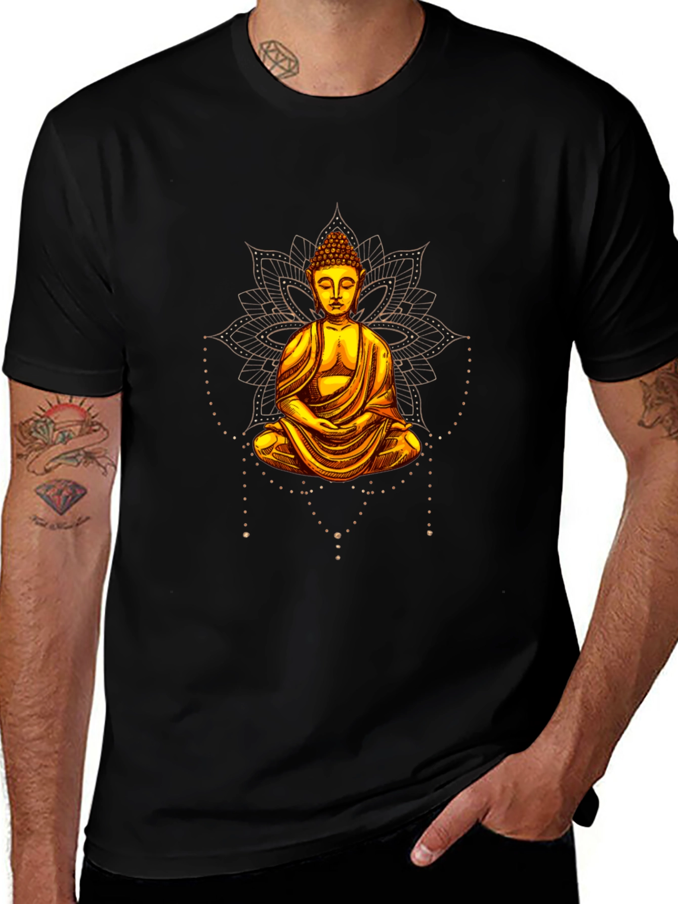 Buddha Graphic Print Black T-Shirt
