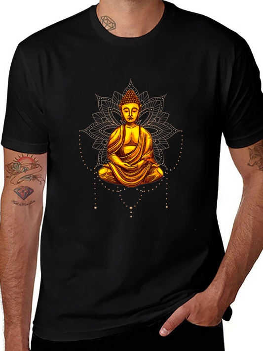 Buddha Graphic Print Black T-Shirt