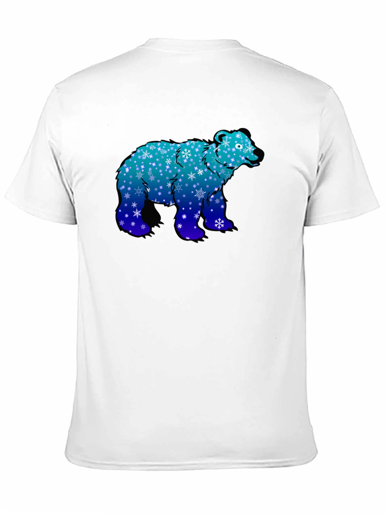 Winter Bear Graphic Tee - Cool Blue Snowflake Design