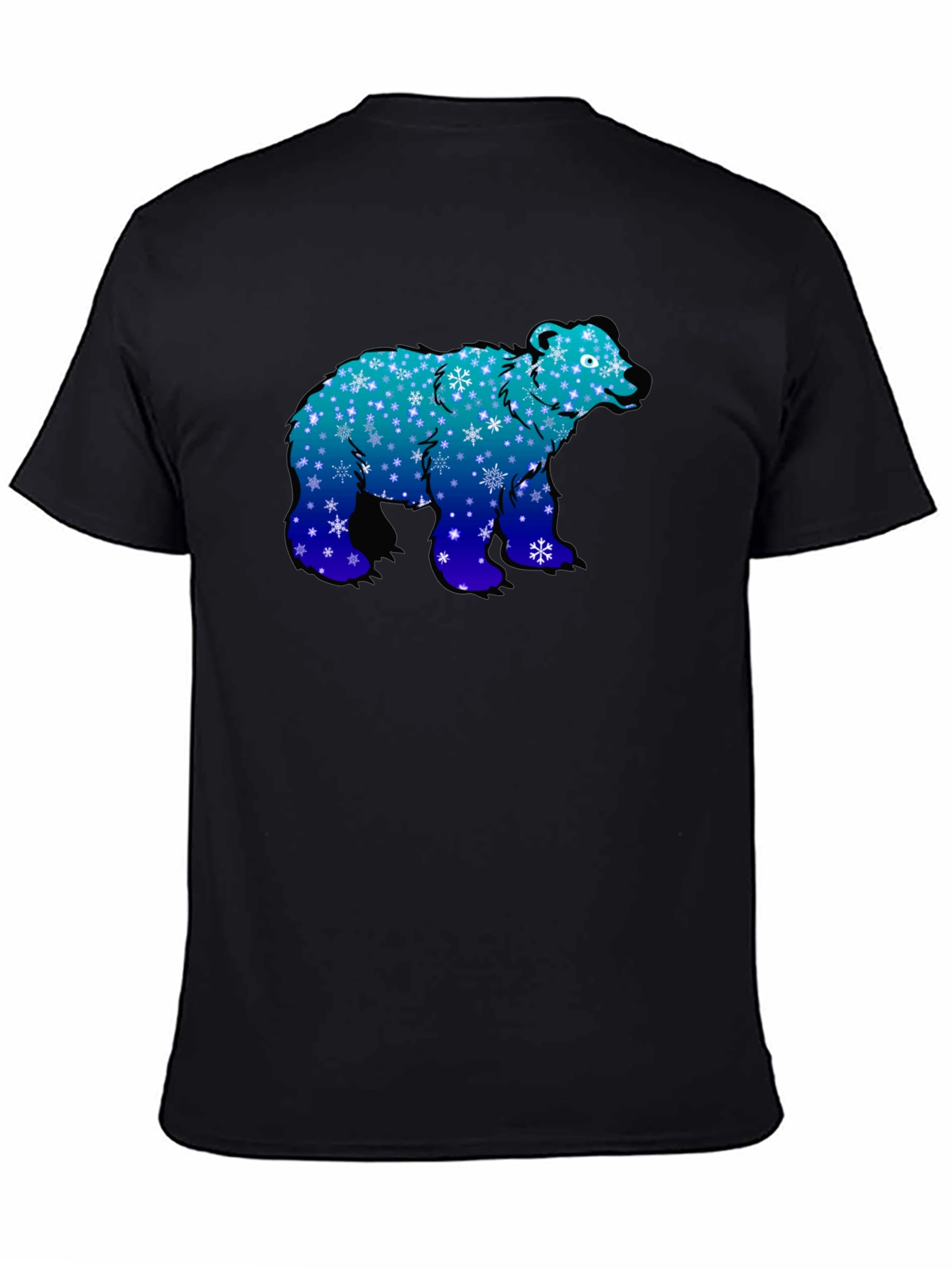 Winter Bear Graphic Tee - Cool Blue Snowflake Design