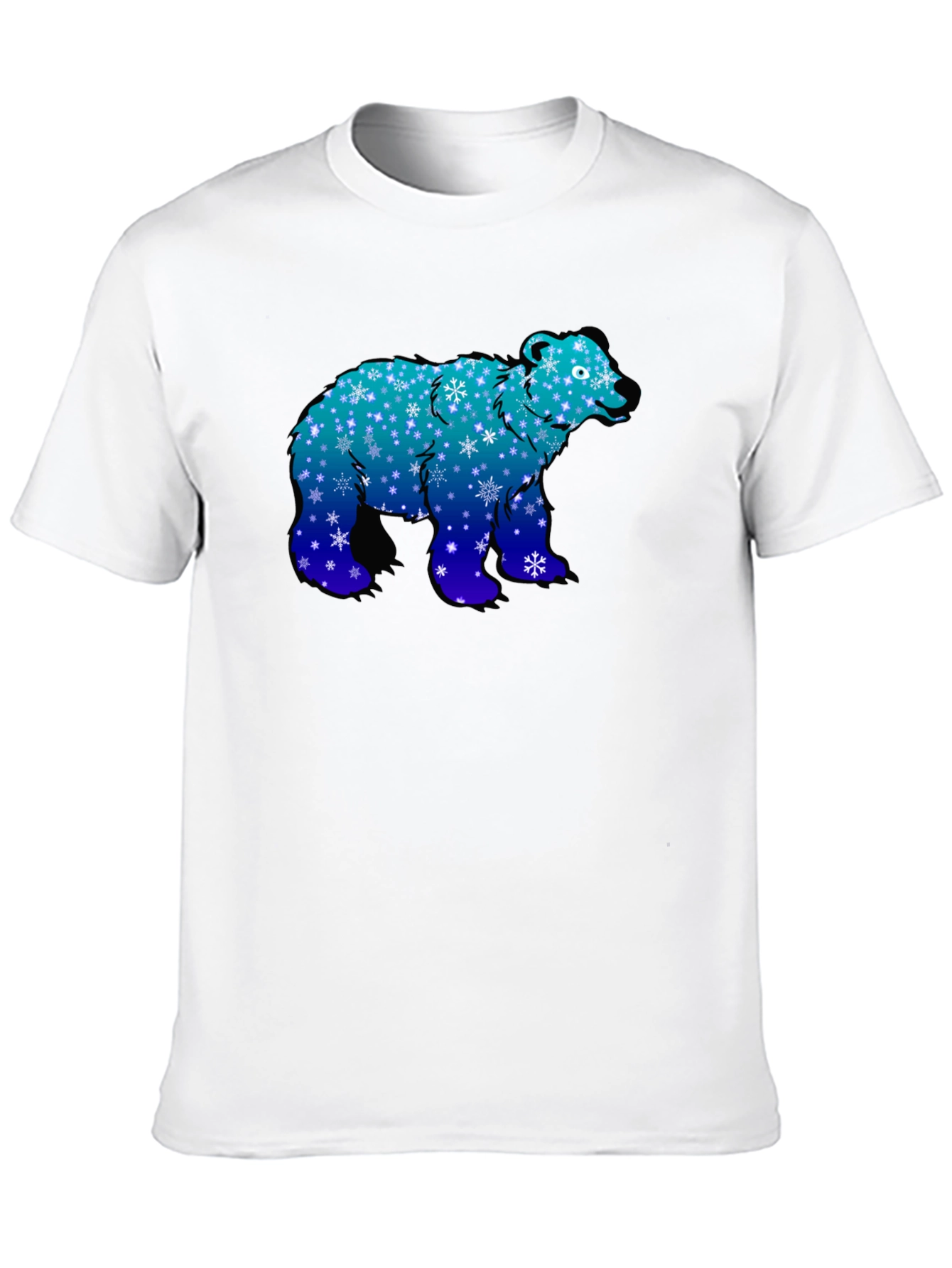 Winter Bear Graphic Tee - Cool Blue Snowflake Design