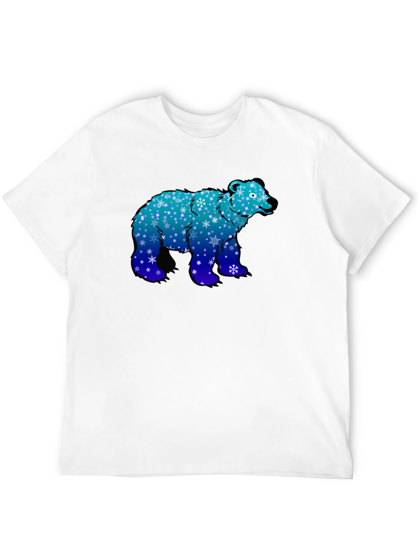 Winter Bear Graphic Tee - Cool Blue Snowflake Design