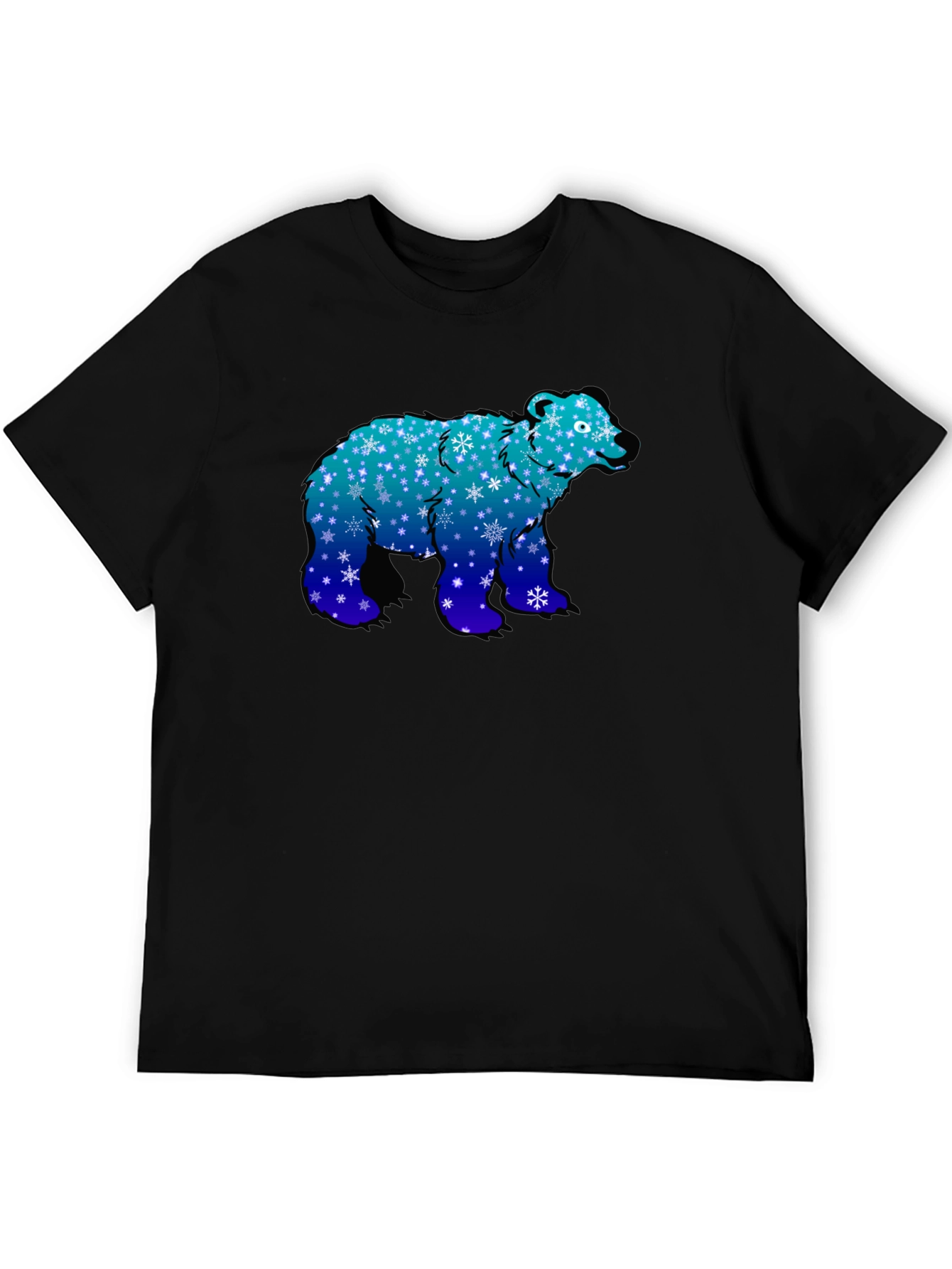 Winter Bear Graphic Tee - Cool Blue Snowflake Design