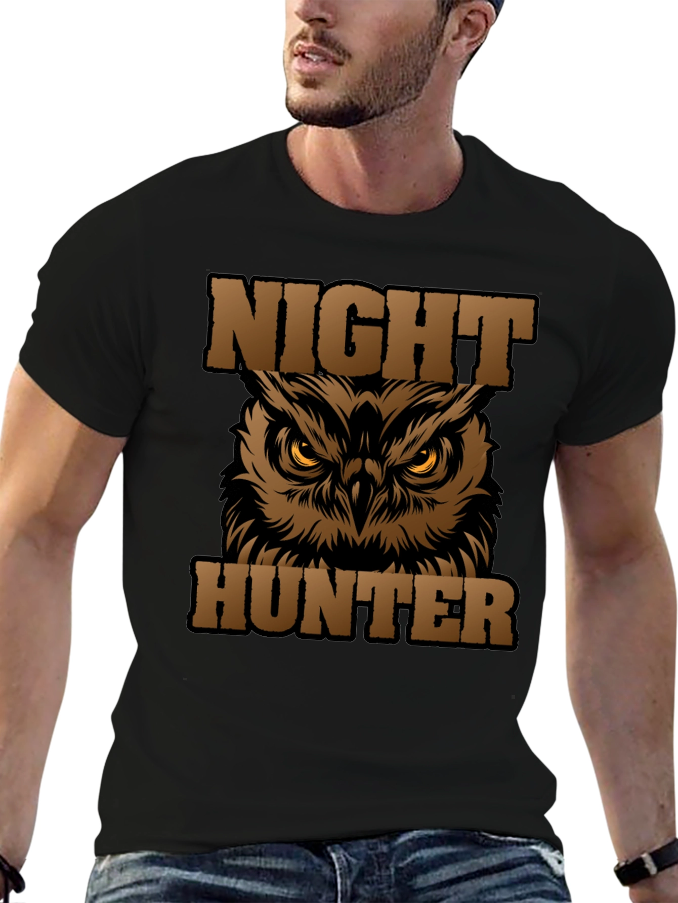 Night Hunter Owl Graphic Tee - Black