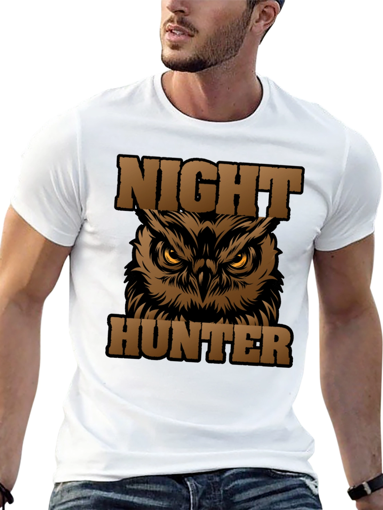 Night Hunter Owl Graphic Tee - Black