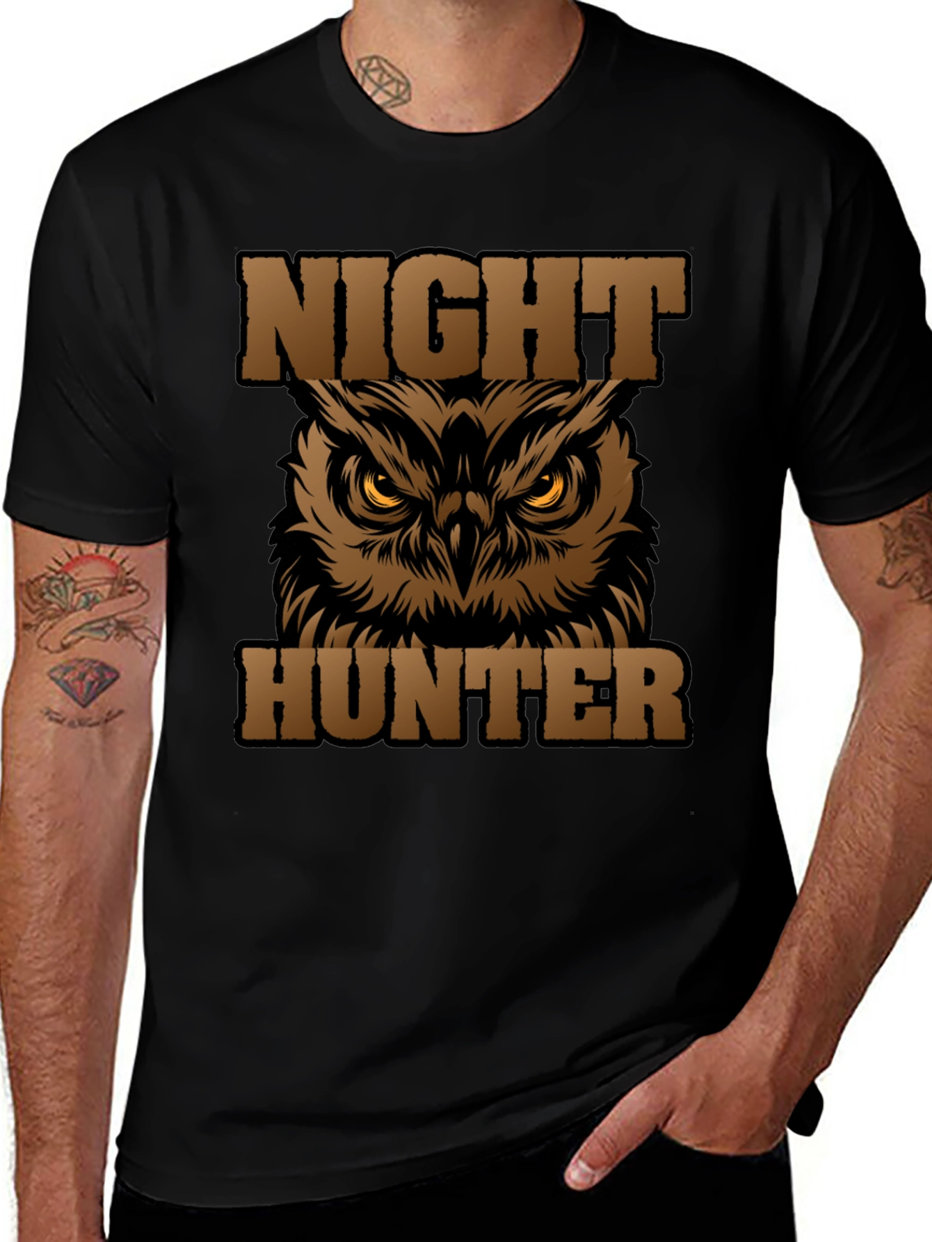 Night Hunter Owl Graphic Tee - Black
