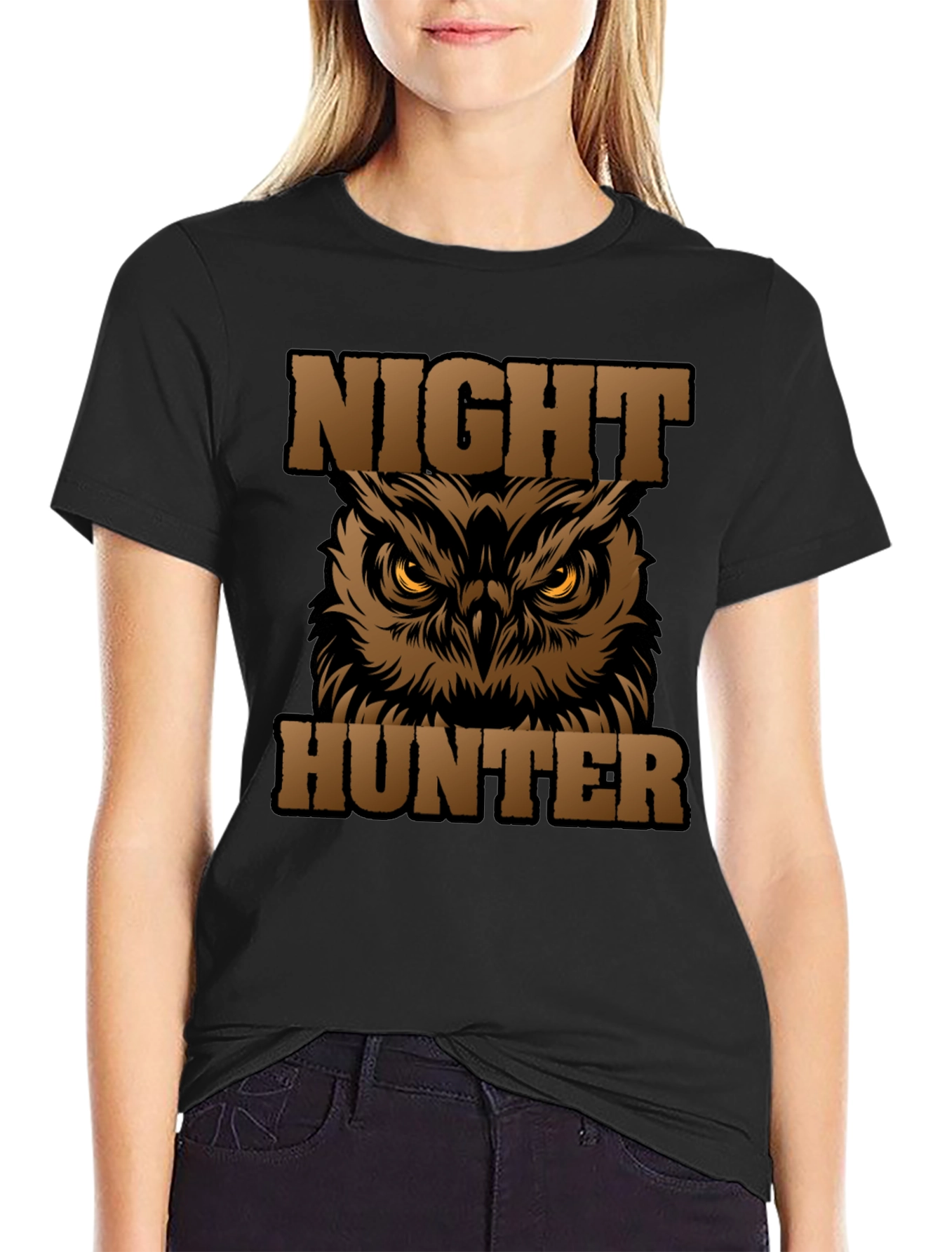 Night Hunter Owl Graphic Tee - Black