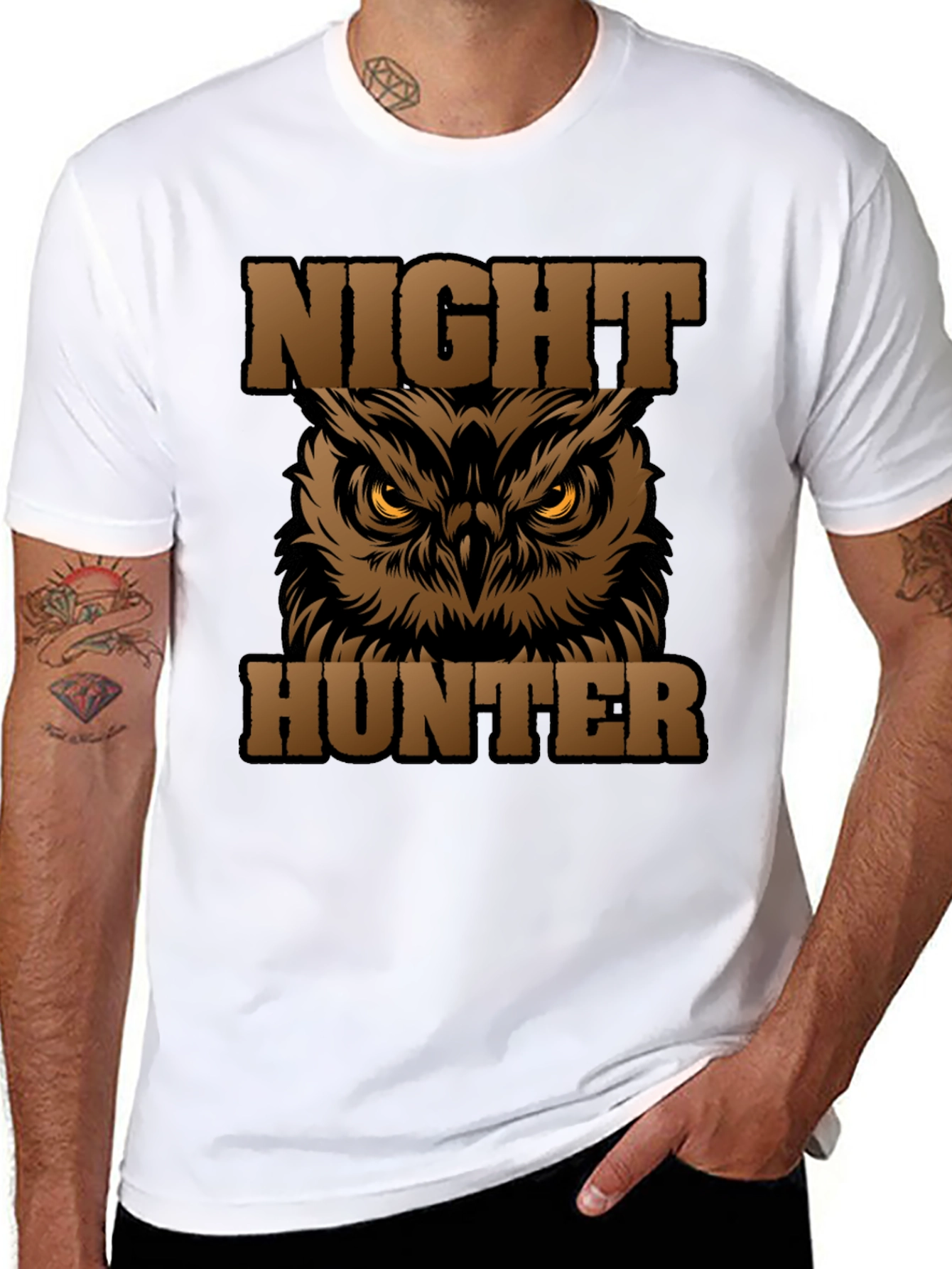 Night Hunter Owl Graphic Tee - Black