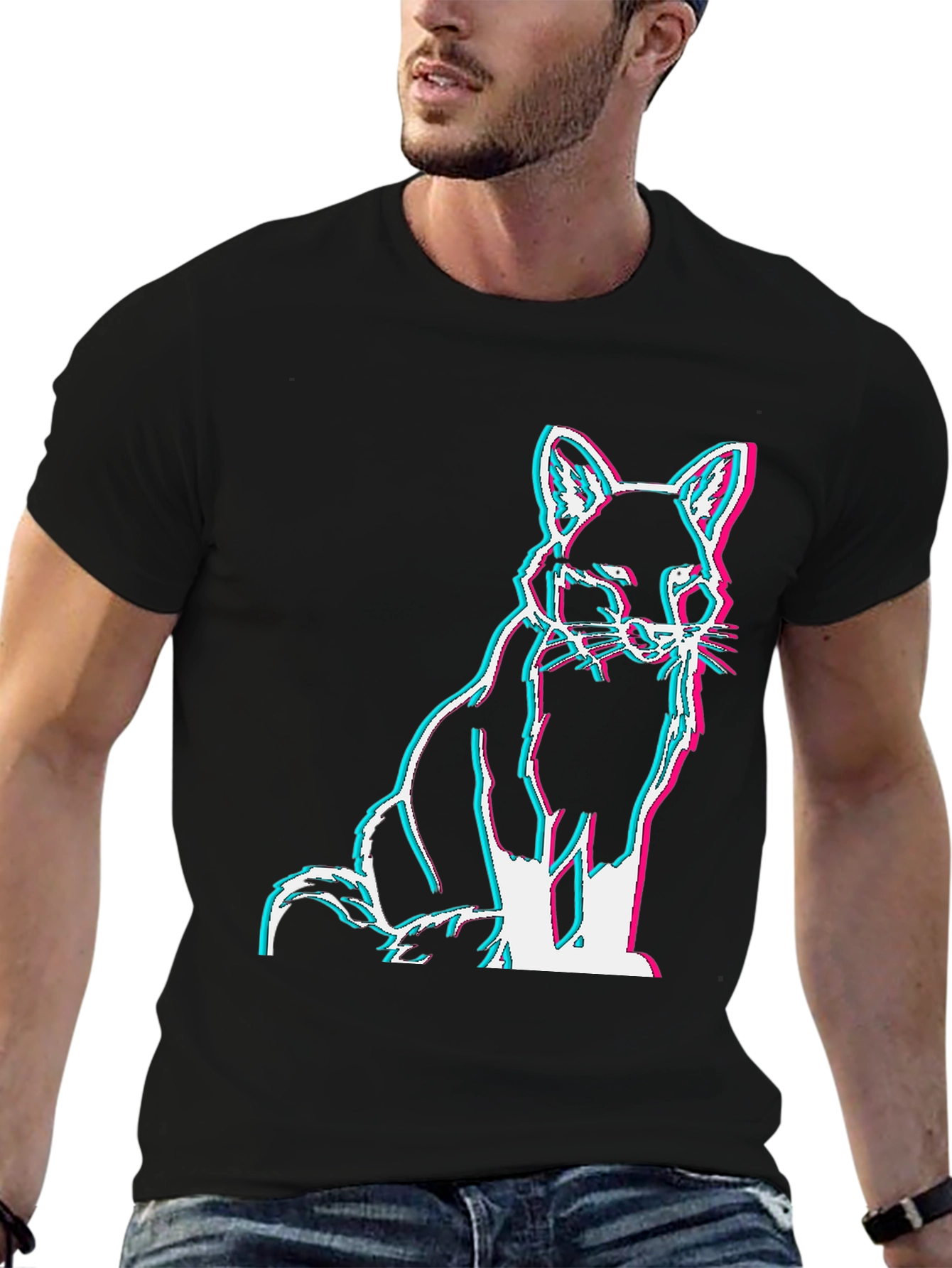 Fox Glitch Black T-Shirt