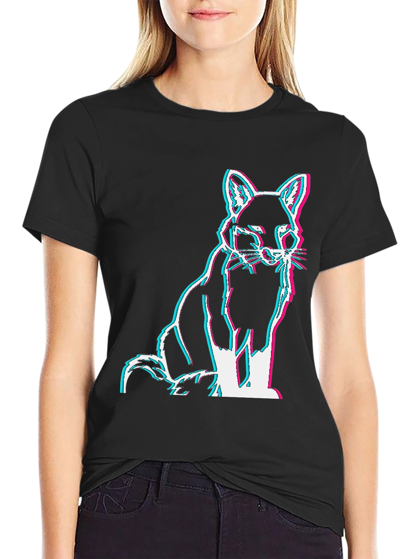 Fox Glitch Black T-Shirt