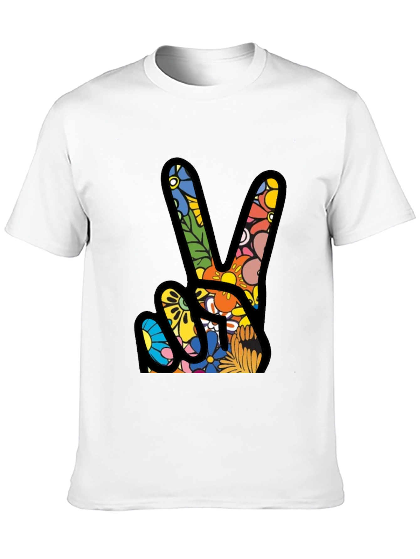 Peace Sign Floral Pattern T-Shirt