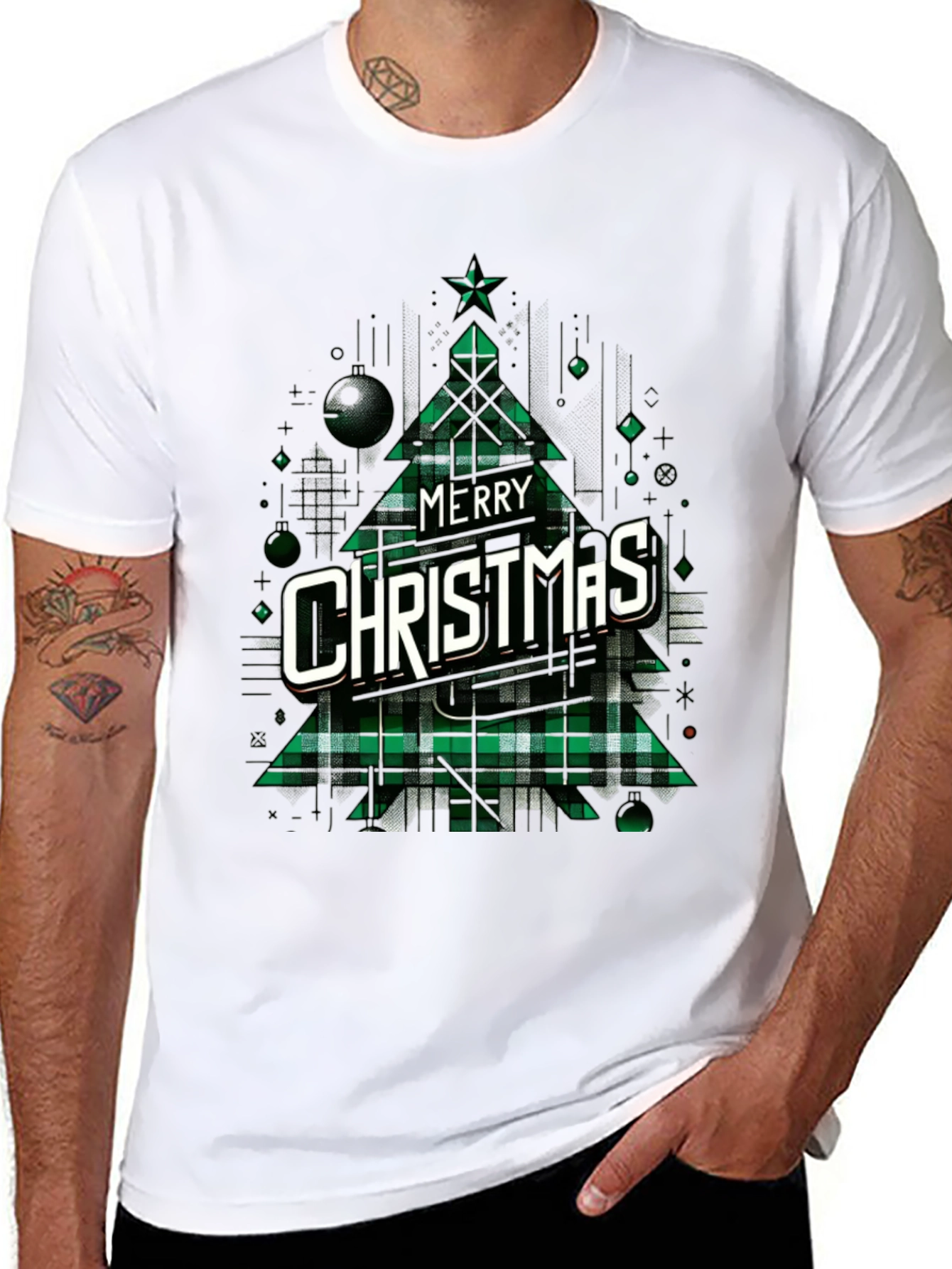 Merry Christmas Plaid Tree Graphic Tee
