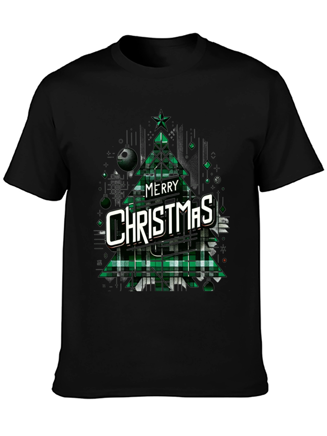 Merry Christmas Plaid Tree Graphic Tee