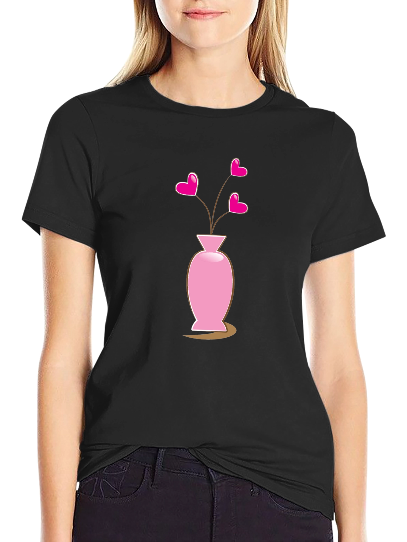 Heart Vase Black T-Shirt