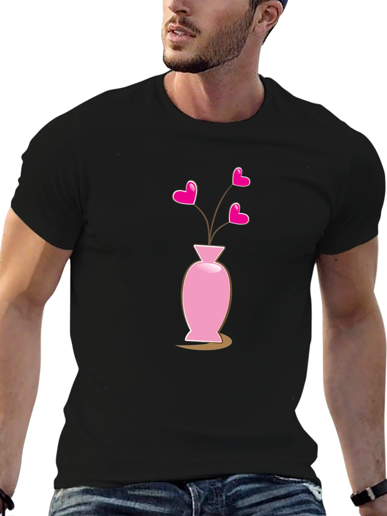 Heart Vase Black T-Shirt